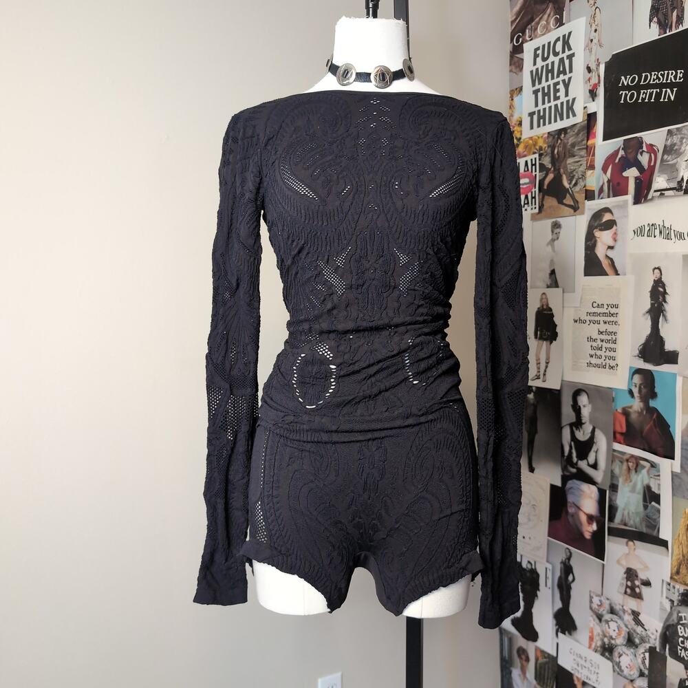 Long Sleeve Open Back Romper Free People